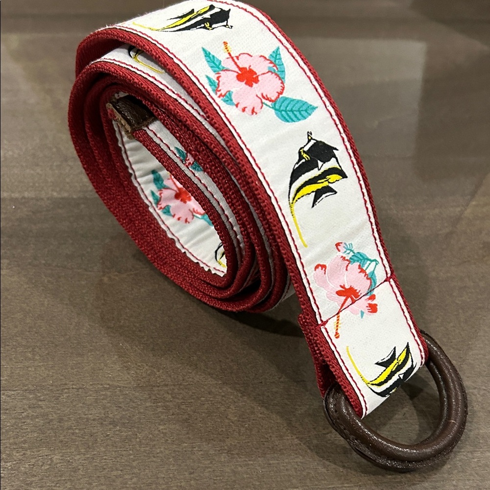 Guy Harvey Sailfish Hibiscus Floral Canvas Women’s Belt Size L/XL